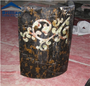 Portoro Gold Marble Colum,Marble Arc Colum,Honyx Inlayed Marble Colum,Golden Portoro Colum,Nero Portoro,Black and Gold Marble Arc Tiles for Colums,Corinthian Column
