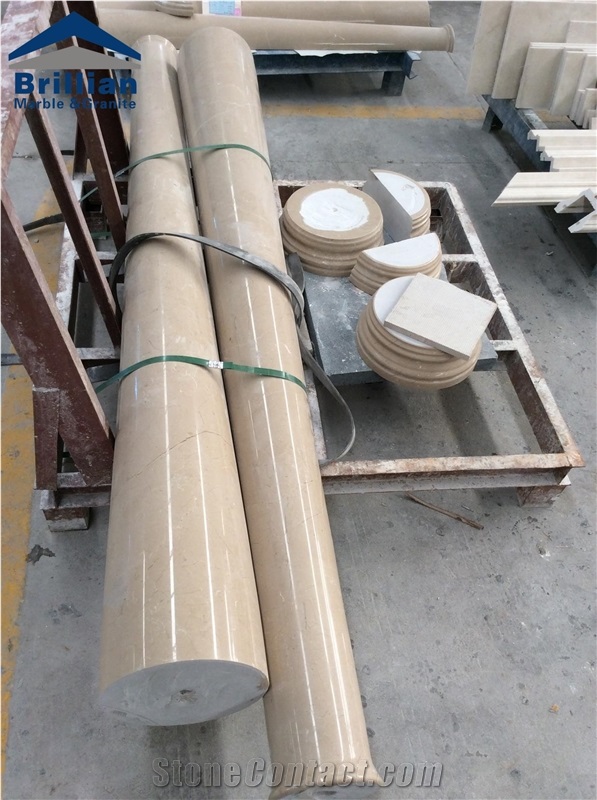 Thunder Beige Marble Colum Base,Polished Marble Colum Capital,Hand-Carved Colum,Column Base & Capital,Beige Marble Colum,Yellow Marble Colum/Carving Stone Colum