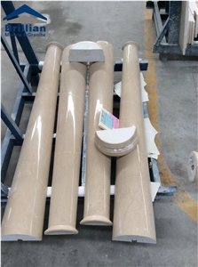 Thunder Beige Marble Colum Base,Polished Marble Colum Capital,Hand-Carved Colum,Column Base & Capital,Beige Marble Colum,Yellow Marble Colum/Carving Stone Colum