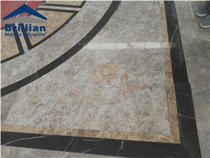 Tundero Grey Marble,Nero Marquina Marble Medallion,Black Marqunia Flooring Medallion,Polished Marble Water Jet Pattern,Flooing Tilesgrey & White Marble Medallion,Grey Marble Tile,Grey Marble Medallion