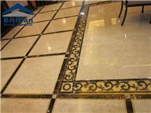 Ultraman Beige Marble Medallions,Thin Laminated Water-Jet Medallions,Portoro Gold Inlayed Marble Medallions,Marble Inlayed Medallions,1cm Flooring Medallions,Square Marble Medallions,Carpet Medallions