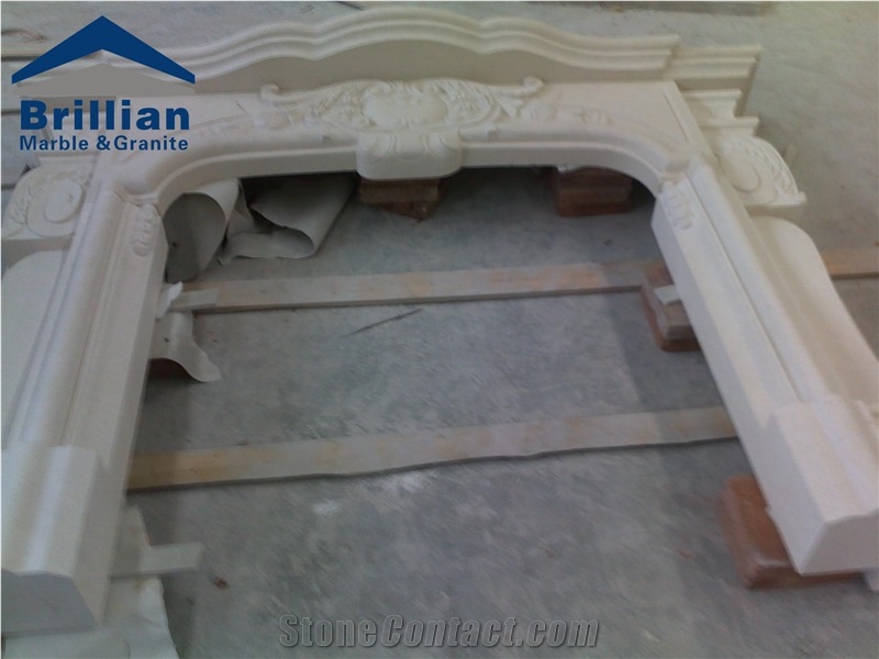 White Sand Beige Limestone Fireplace Relief,Hand Carving Stone Fireplace,White Fireplace with Relief Carving,Fireplace Engravings,Relief Decoration for Fireplaces,Stone Etching,Stone Relief Design