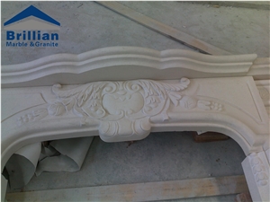 White Sand Beige Limestone Fireplace Relief,Hand Carving Stone Fireplace,White Fireplace with Relief Carving,Fireplace Engravings,Relief Decoration for Fireplaces,Stone Etching,Stone Relief Design