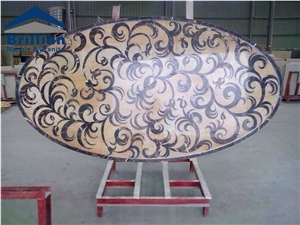 Yellow Onyx Water Jet Medallion,Onyx Medallion,Onyx Round Medallion,Onyx Inlayed Medallion,Oval Water Jet Pattern,Lobby Floor Medallion,Honey Onyx Pattern,Honey Onyx Tile,Black Black Tile