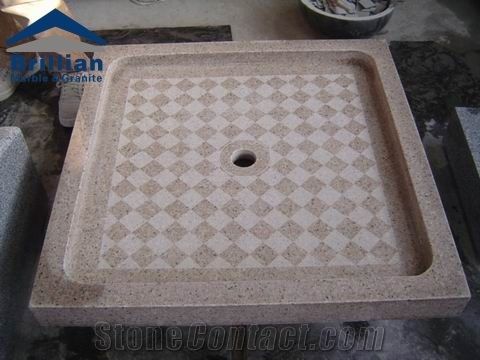 Yellowgranite Mosaic Shower Tray,Stone Mosaic Shower Base,G682 Granite Shower Tray,Solid Surface Bathroom Shower Bases,Yellow Granite Shower Base,G682 Granite Bathroom Tiles,Mosaics Tiles for Bathroom