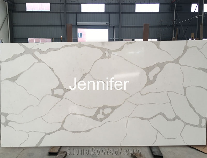 Carrara Artificial Quartz Slab/Artificial Calacatta White Marble Quartz Stone Solid Surfaces Polished Slabs Tiles Engineered Stone Artificial Stone Slabs for Hotel Kitchen,Bathroom Walling Panel