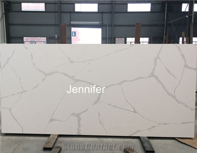 High Quality Calacatta Artificial Engineered Polished Quartz Stone Slabs for Kitchen Countertop,White Color Soild Surface