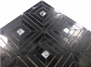 Black Nero Margiua Mix Silver Glass Mosaic Tile