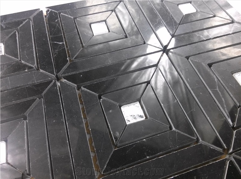 Black Nero Margiua Mix Silver Glass Mosaic Tile