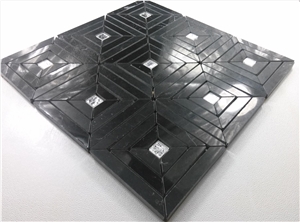 Black Nero Margiua Mix Silver Glass Mosaic Tile