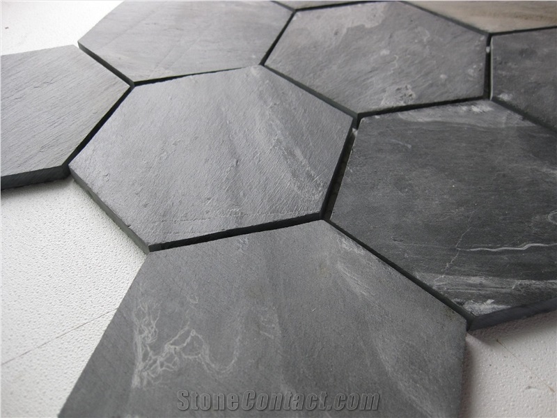 Grey Slate Hexagon Mosaic, Mosaic Pattern