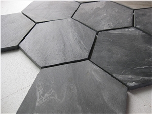 Grey Slate Hexagon Mosaic, Mosaic Pattern