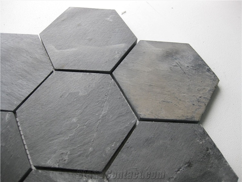 Grey Slate Hexagon Mosaic, Mosaic Pattern