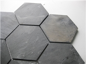 Grey Slate Hexagon Mosaic, Mosaic Pattern