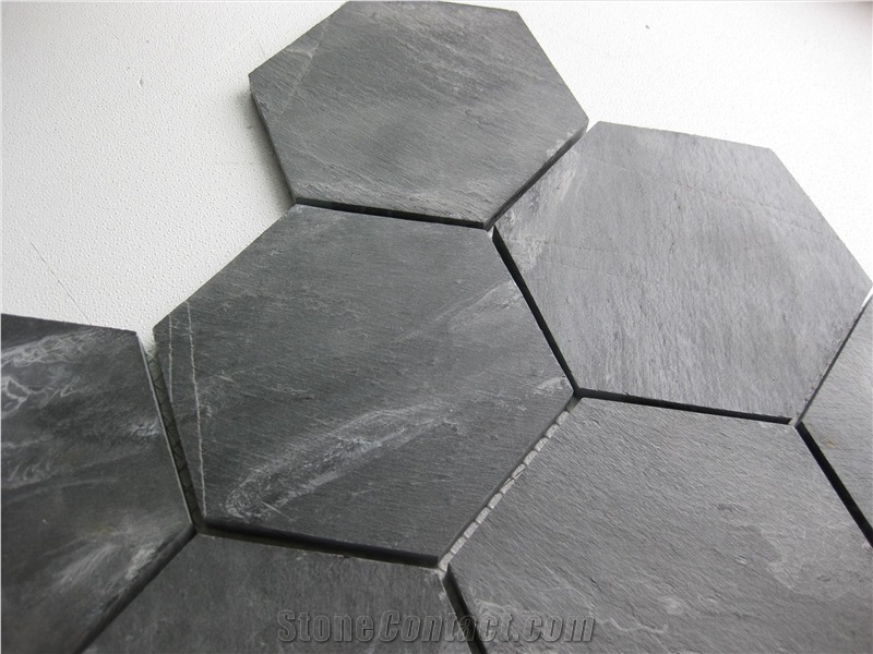 Grey Slate Hexagon Mosaic, Mosaic Pattern