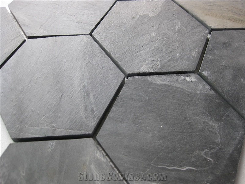 Grey Slate Hexagon Mosaic, Mosaic Pattern