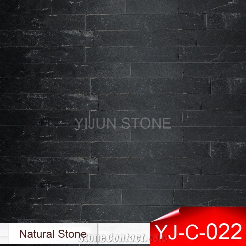 2017 Hebei China Stone,Black Color Slate Wall Panel, Natural Surface,P018