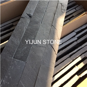 2017 Hebei China Stone,Black Color Slate Wall Panel, Natural Surface,P018