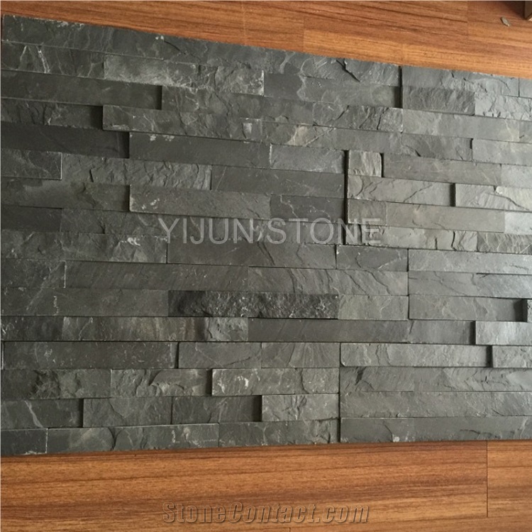 2017 Hebei China Stone,Black Color Slate Wall Panel, Natural Surface,P018