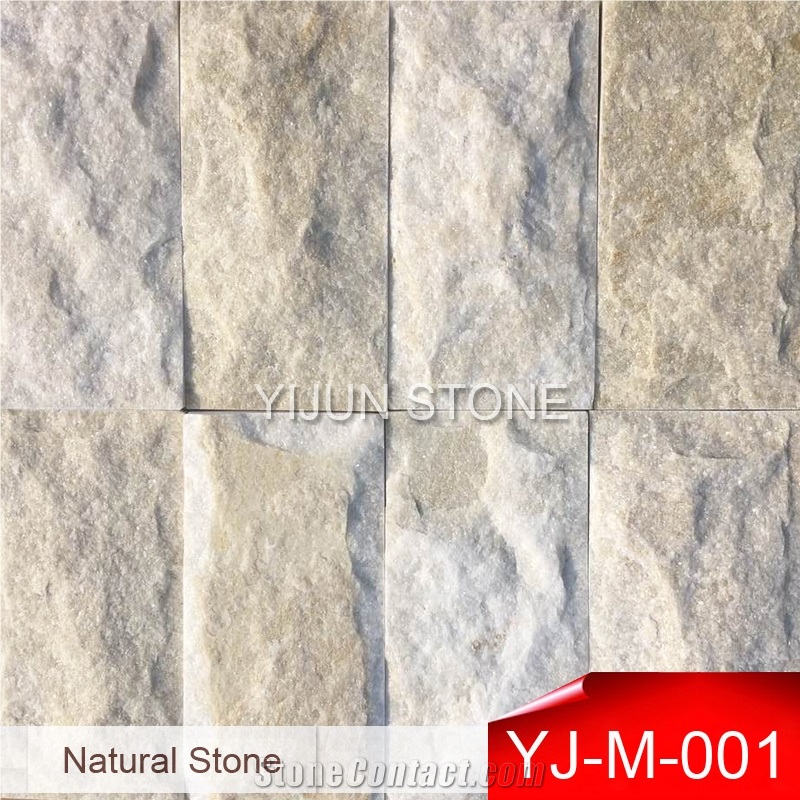 Creamy White Quartzite Mushroom Stone, Natural Stone Wall Panel