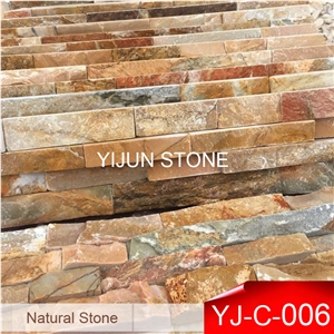 Decoration Wall Brick Stone Exterior Cladding, Slate Cultured Stone,Yellow Wood Rough Surface Wall Panel from Hebei, China
