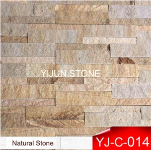 Sandstone Culture Stone for Wall Decoration with Best Price in China，Yellow Wood Color Wall Cladding