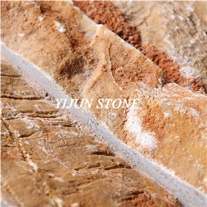  Rusty Slate Culture Stone, Hebei P014 Surface Wall Cladding, Yellow Wood  Slate Wall Panel