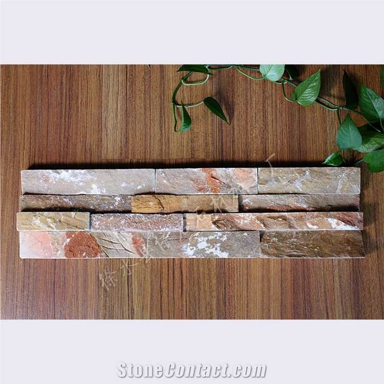  Rusty Slate Culture Stone, Hebei P014 Surface Wall Cladding, Yellow Wood  Slate Wall Panel