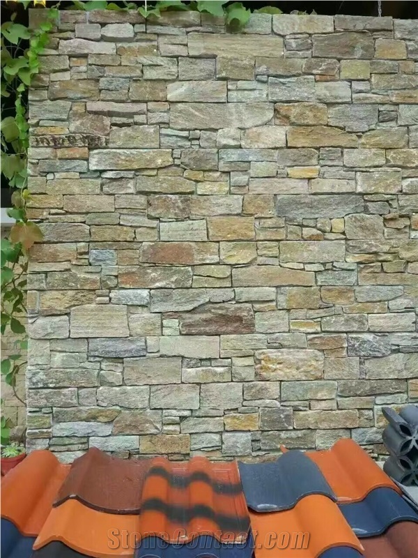 Warm Color Slate Cement Cultured Stone, China Slate Ledgestone Fireplace Surrond Decorative