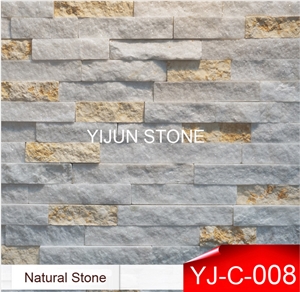 White Marble + Quartize Culture Stone for Wall Cladding, Wall Panel, Split Surface, Hebei, China