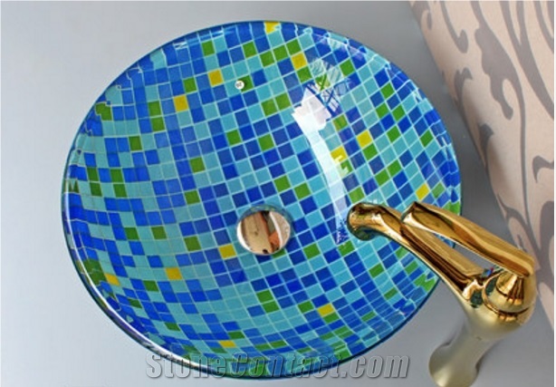 Round Sinks, Mosaic Basin, Vessel Sinks
