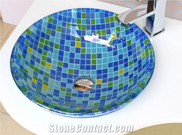 Round Sinks, Mosaic Basin, Vessel Sinks