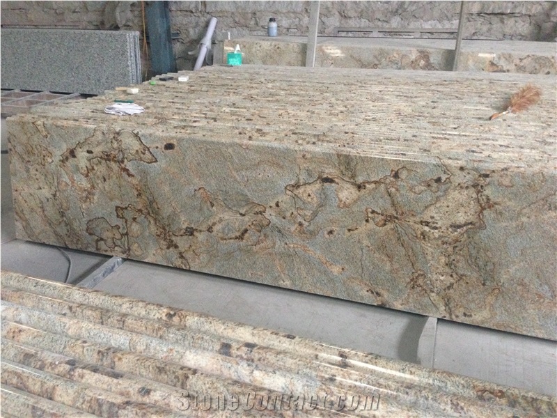 Brazil Lapidus Kitchen Countertops/Lapidus Kitchen Islands/Lapidus Gold Kitchen Countertops/Golden Lapidus/Lapidus Storm/Juparana Lapidus/Lapidus Granite Kitchen Peninsula/Lapidus Tops