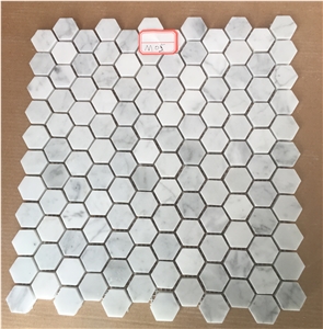Cararra White Marble Mosaic/Bianco Carrara Marble Mosaic, Hexagon Mosaic, Floor/Wall Mosaic/Mosaic Border/Chinse White Marble Mosaic/White Wood Marble Mosaic/Onyx Mosaic/Slate Mosaic