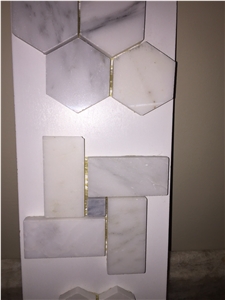 Cararra White Marble Mosaic/Bianco Carrara Marble Mosaic, Hexagon Mosaic, Floor/Wall Mosaic/Mosaic Border/Chinse White Marble Mosaic/White Wood Marble Mosaic/Onyx Mosaic/Slate Mosaic