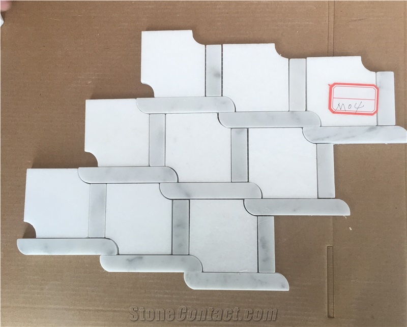 Cararra White Marble Mosaic/Bianco Carrara Marble Mosaic, Hexagon Mosaic, Floor/Wall Mosaic/Mosaic Border/Chinse White Marble Mosaic/White Wood Marble Mosaic/Onyx Mosaic/Slate Mosaic