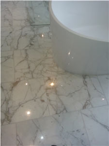 Calacatta Oro Bookmatch Marble Bathroom Wall and Floor
