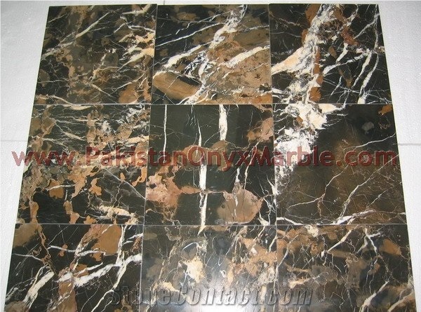 Black and Gold Michaelangelo Marble Tiles