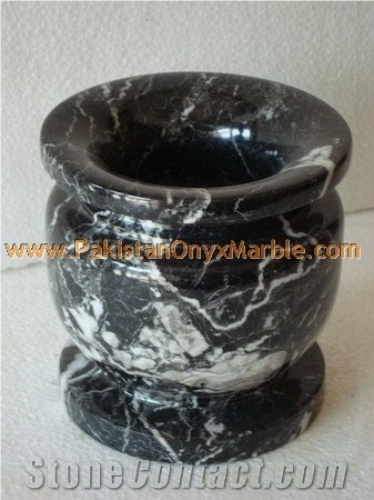 Black Zebra Marble Flower Vases