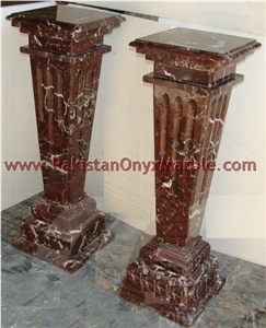 Red Zebra Marble Pedestals Collection