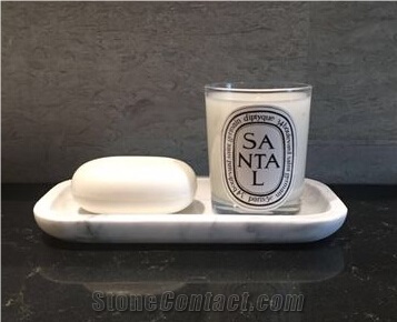 White Marble Carved Stone Crafts Marble Fruite Tray, Soap Box