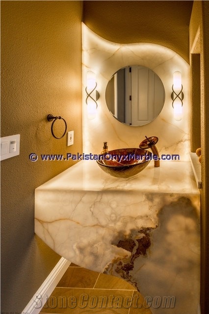 2017 New Design Backlit Onyx Bathroom Drop-In Bathroom Sinks