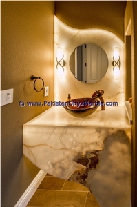 2017 New Design Backlit Onyx Bathroom Drop-In Bathroom Sinks