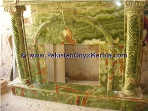 Fancy Precious Colored Dark Green Onyx Fireplaces