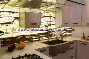 Modern Design Backlit Onyx Kitchen Countertops