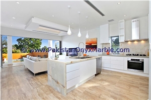 Modern Design Backlit Onyx Kitchen Countertops