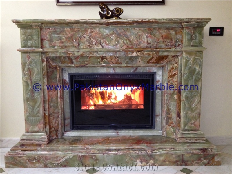 Natural Stone Multi Green Onyx Fireplaces