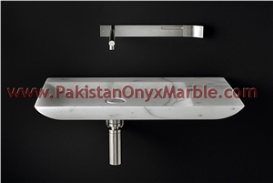 Pakistani Handemade Ziarat White (Carrara White) Marble Sinks and Drop-In Basins