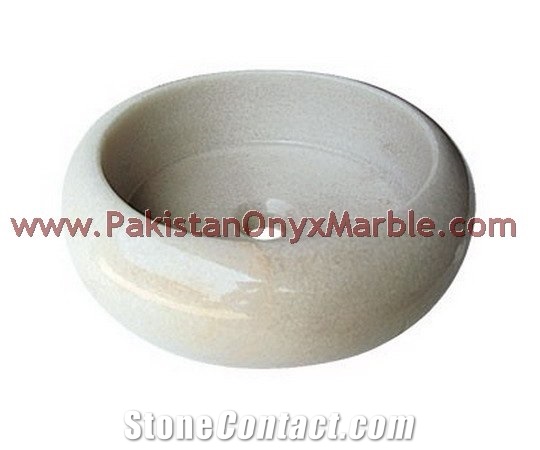 Pakistani Handemade Ziarat White (Carrara White) Marble Sinks and Drop-In Basins