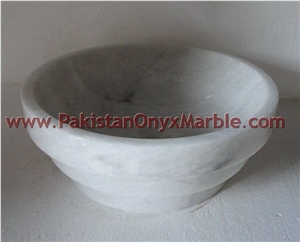 Pakistani Handemade Ziarat White (Carrara White) Marble Sinks and Drop-In Basins